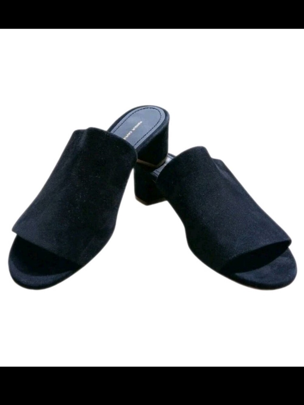 Mansur Gavriel Black Suede Open-Toe Block Heel Mules US 7